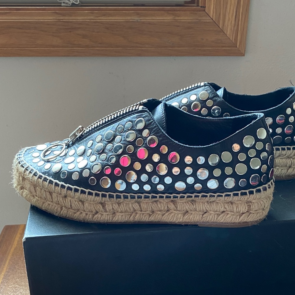 Alexander Wang Black and Silver Zippered Loafers